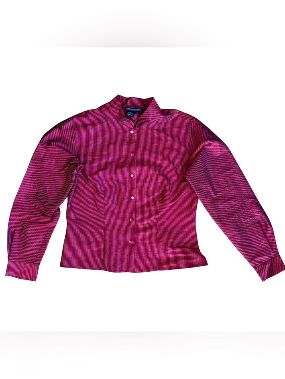 Vtg Red Striped Silk Button-Up Shirt